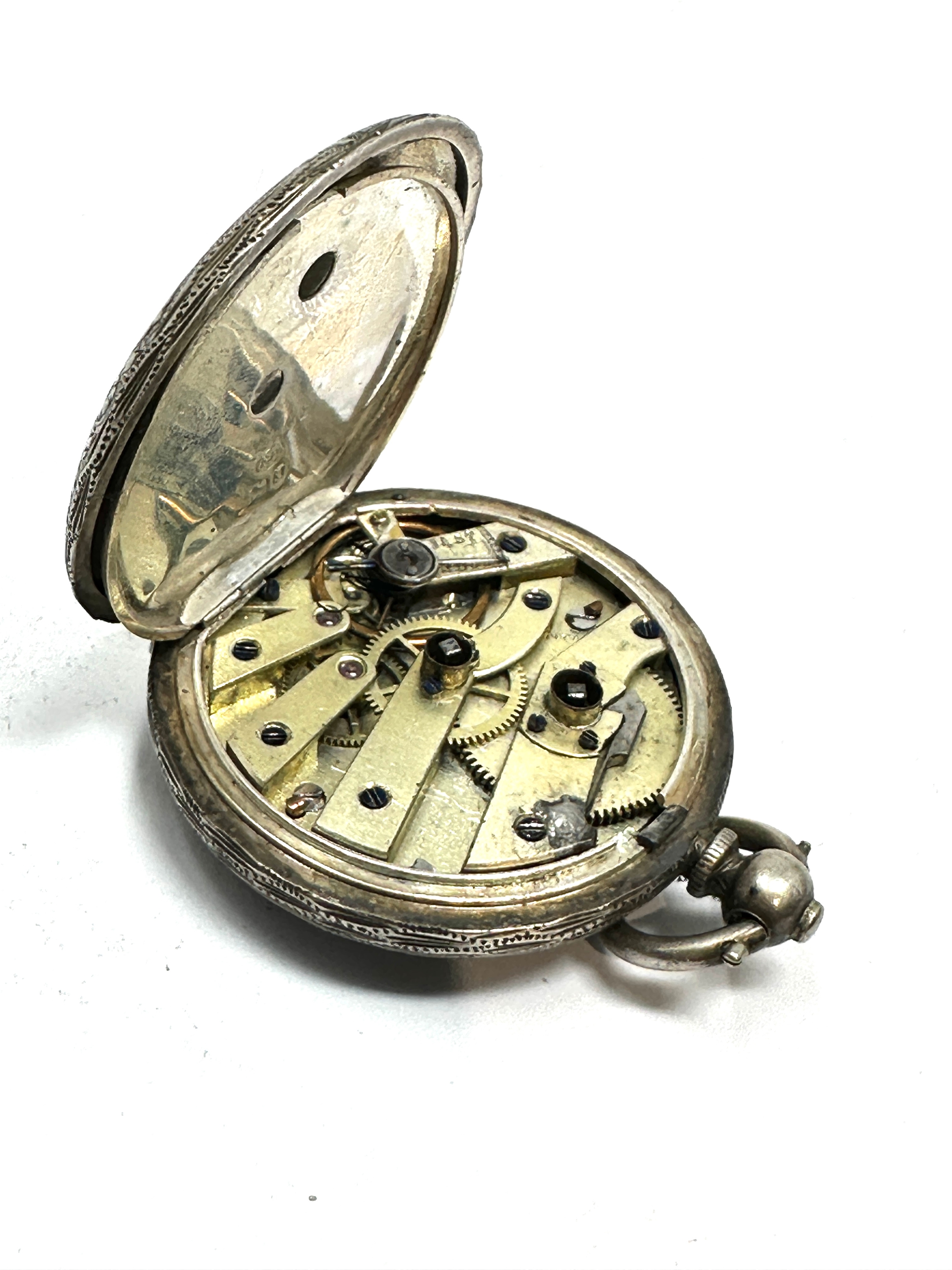 Antique silver fob watch the watch is not ticking - Image 4 of 4