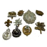 Military Cap Badges x 10 inc. Scottish The Buffs York And Lancashire Etc