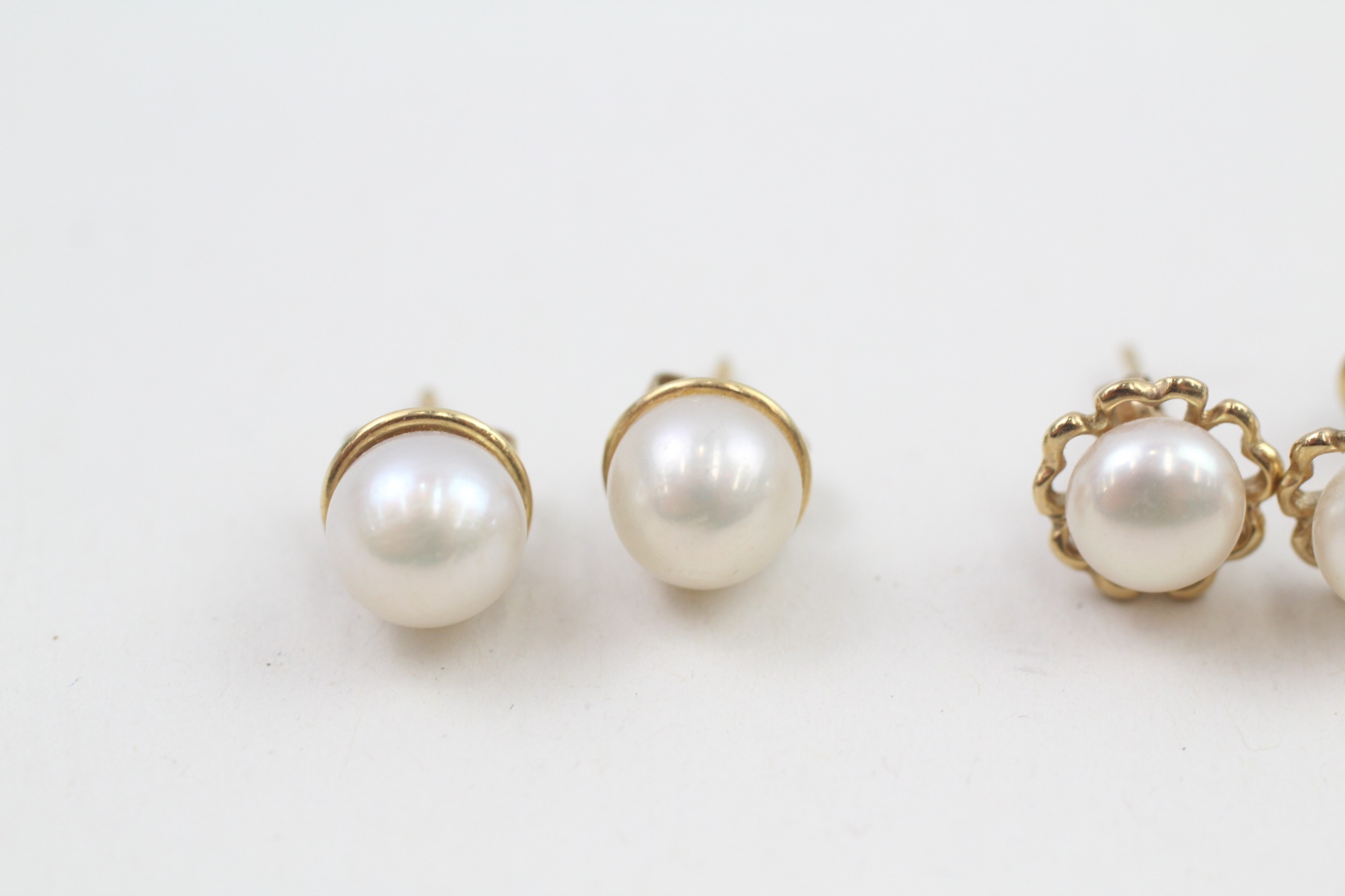 2x 9ct gold pearl earrings (3.8g) - Image 2 of 3