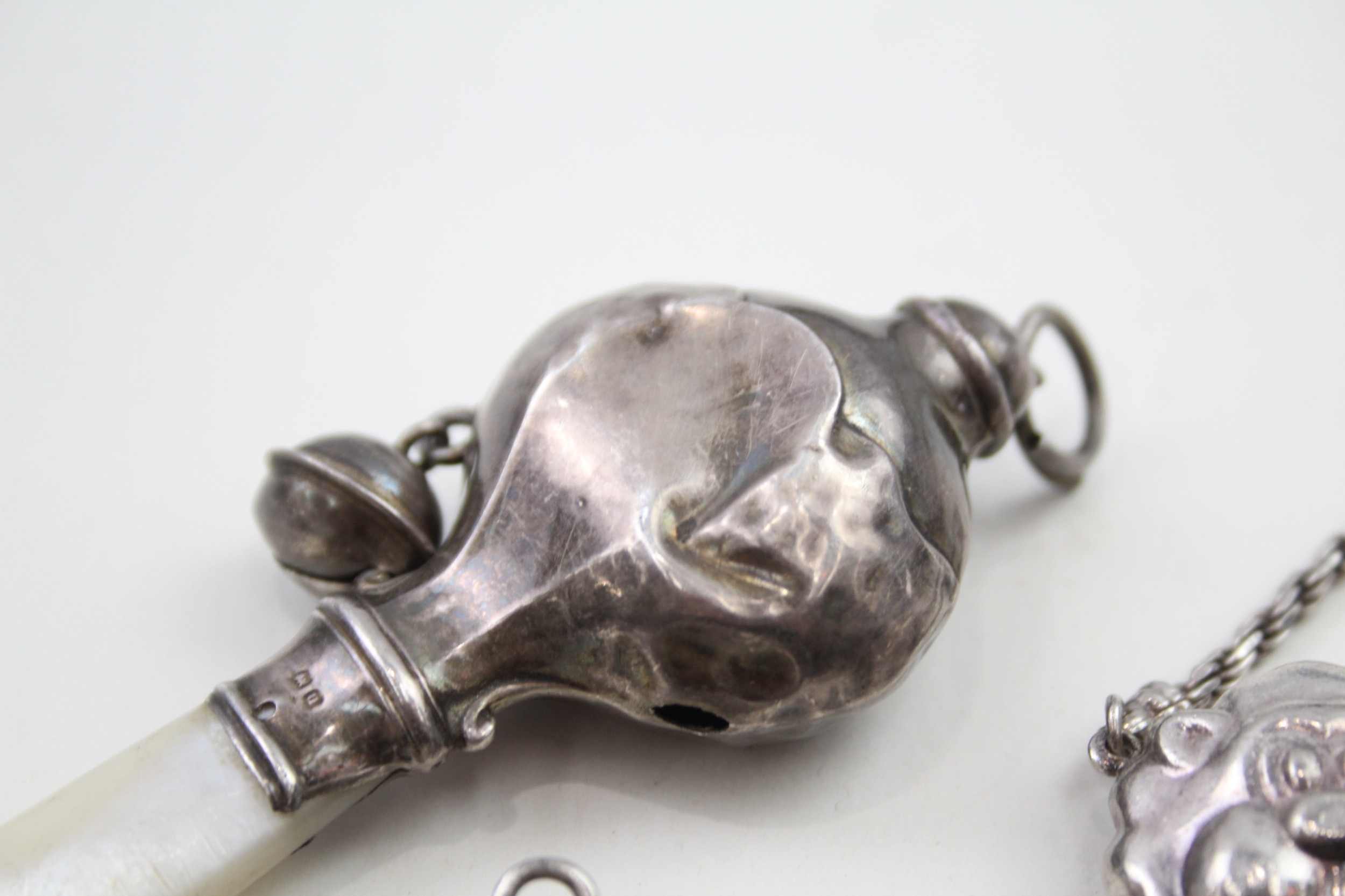 4 x .925 sterling silver baby rattles - Image 2 of 8