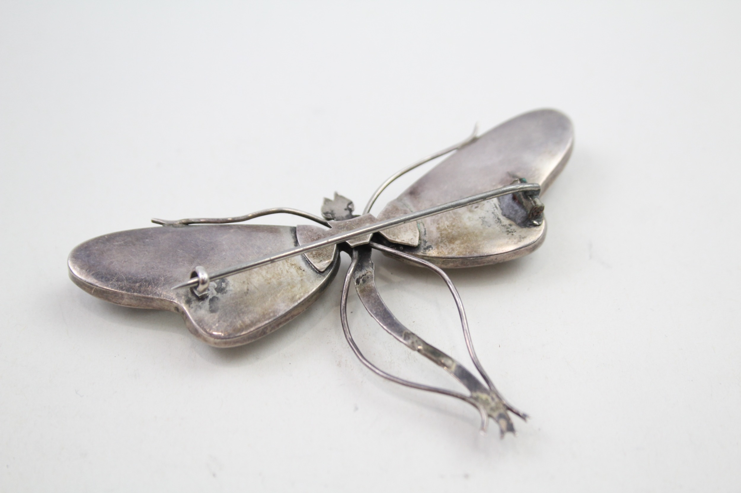 Silver vintage butterfly wing set dragonfly brooch (19g) - Image 8 of 9