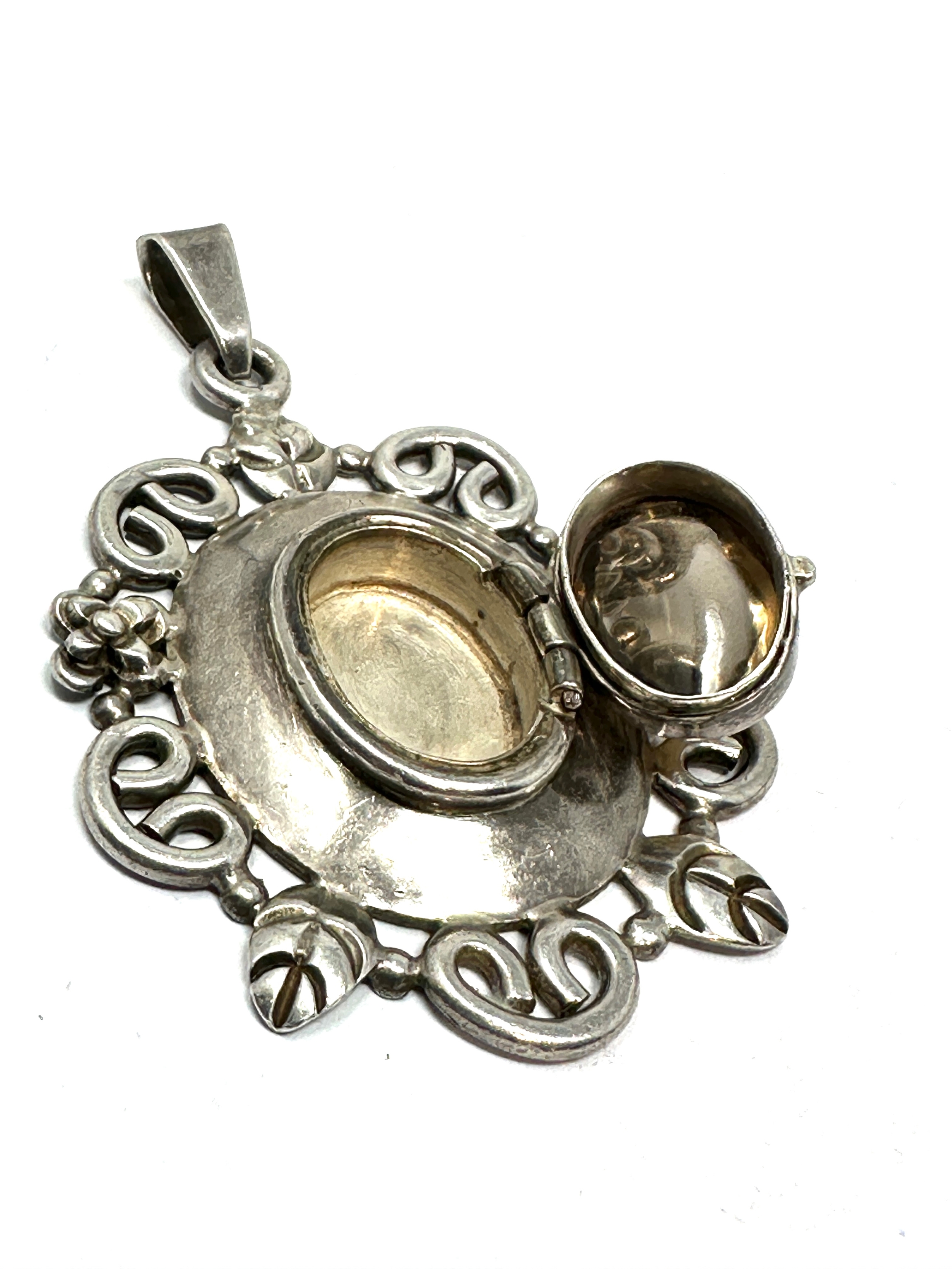 Rare mexico LOS BALLESTEROS Sterling Silver gemstone Poison pendant measures approx 7cm drop by 4. - Image 3 of 5