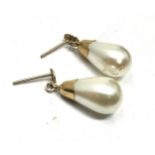 9ct gold cultured pearl drop earrings weight 1.4g