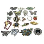 selection of vintage costume jewellery brooches