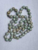 Antique Chinese Jade bead necklac length of string 70cm individual bead size approx 0.9cm