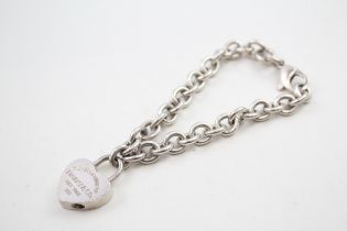 Silver bracelet with heart tag by designer Tiffany & Co (35g)
