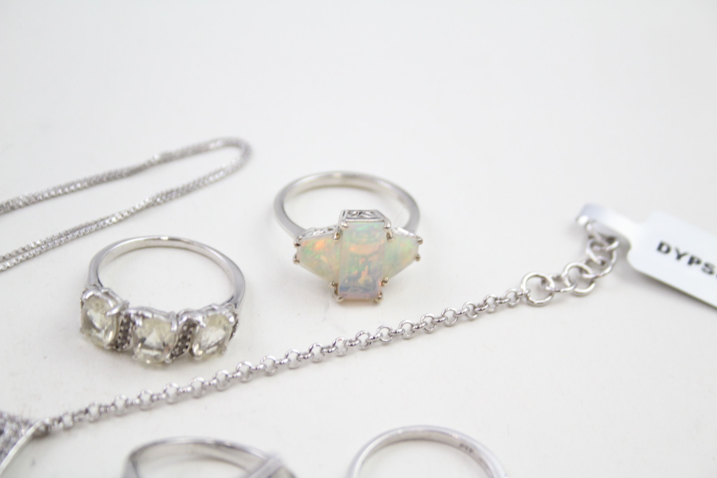 A collection of silver gemstone jewellery including Opal (24g) - Image 6 of 7