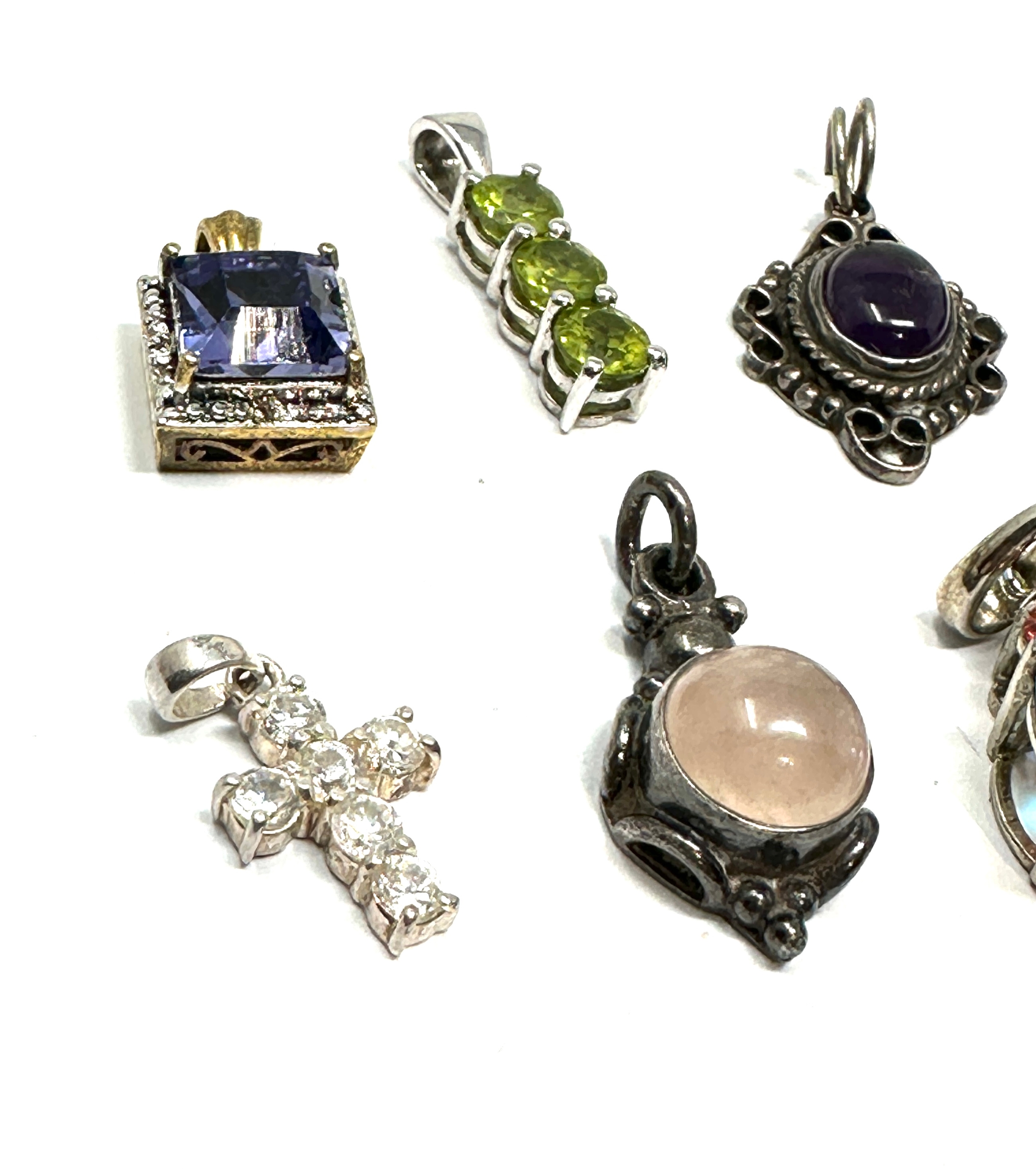 selection of silver & gemstone set pendants weight 26g - Image 2 of 3