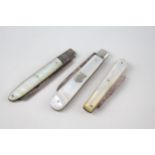 3 x antique .925 sterling fruit knives