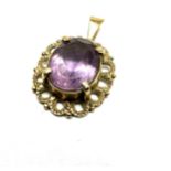 9ct gold amethyst pendant weight 1.7g