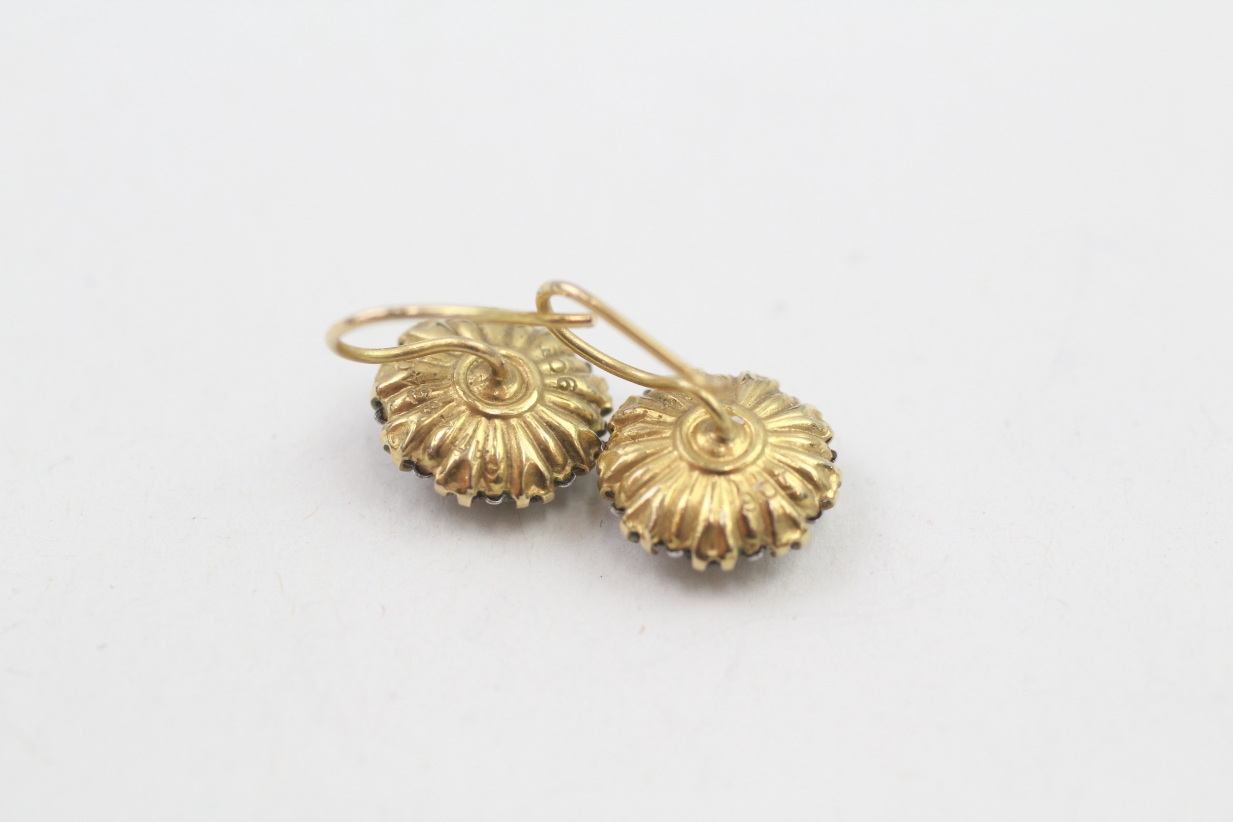 9ct gold antique red & white paste earrings (1.2g) - Image 4 of 4