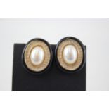 Pair of gold tone simulated pearl clip on earrings by designer Christian Dior (21g)