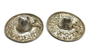 Pair of Vintage Mexico Sterling Silver Sombrero Pin Dishes signed e ramirez weight 80g