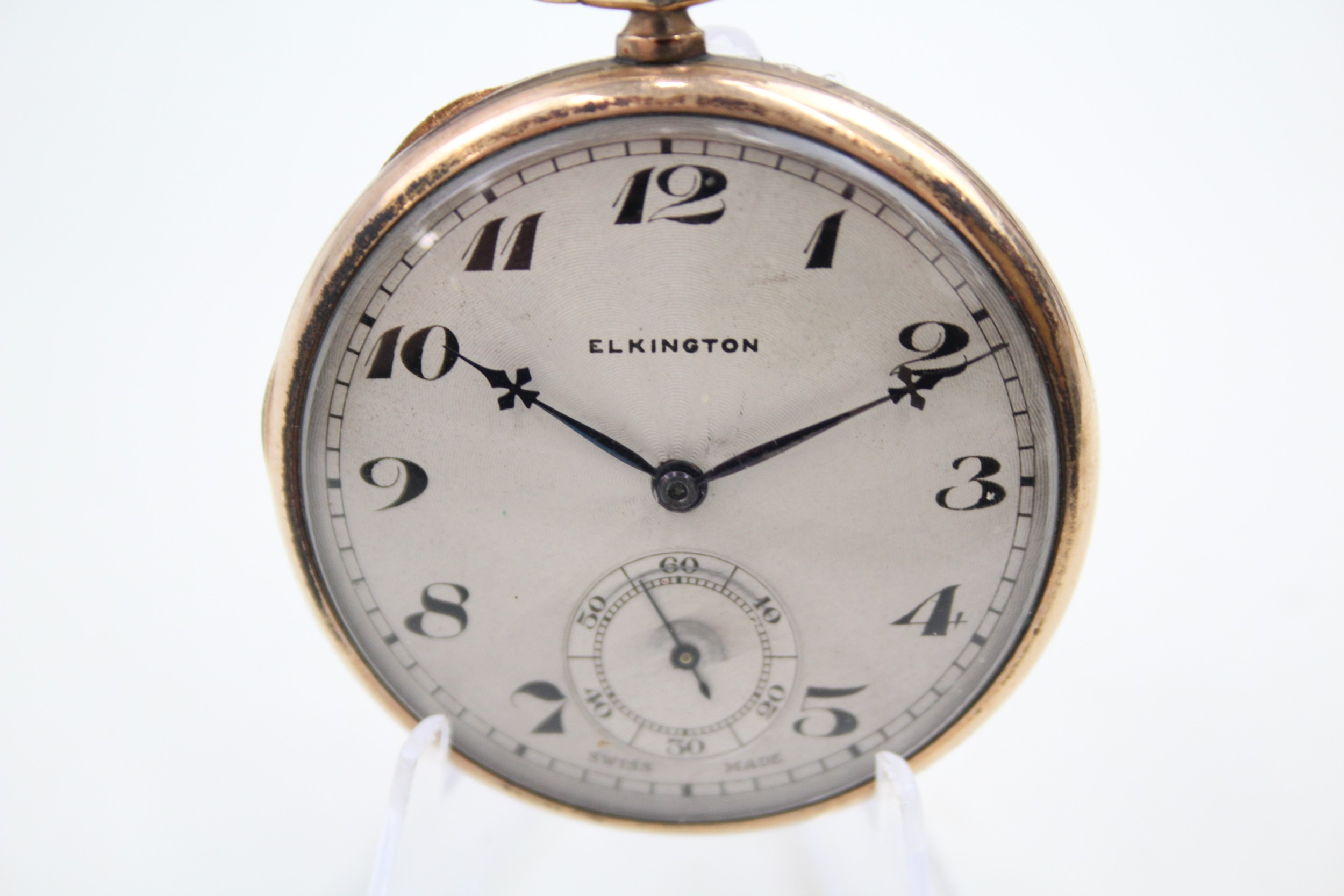 ELKINGTON Gents Vintage Rolled Gold Open Face Pocket Watch Hand-wind Working - Image 2 of 6