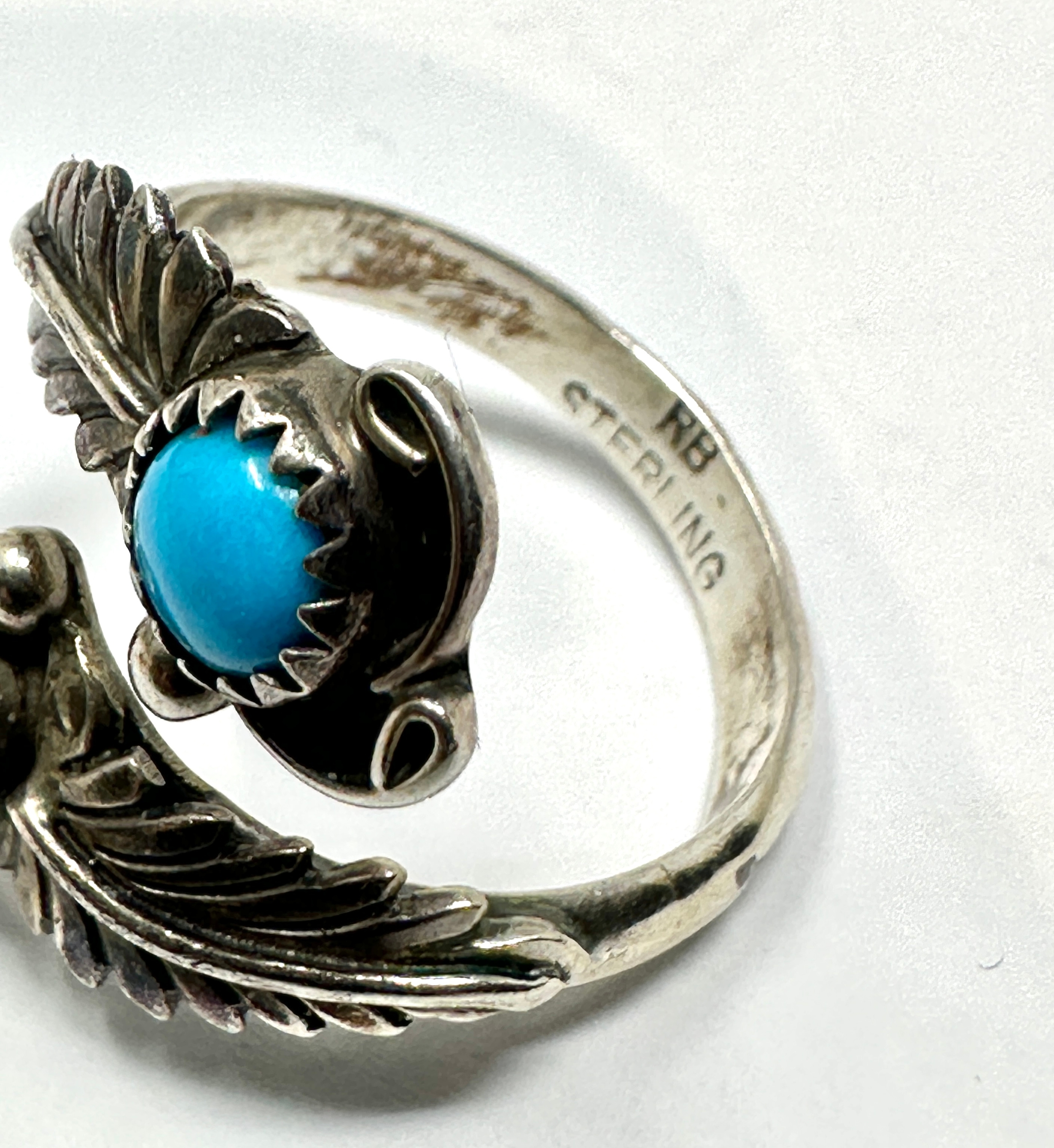 Vintage Navajo silver & turquoise ring by Running bear hallmarked RB sterling - Image 3 of 3