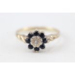 9ct gold sapphire & diamond cluster ring (1.7g)