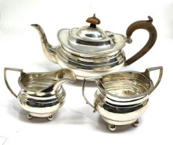three piece silver tea service birmingham silver hallmarks makers alan clark Co Ltd London weight
