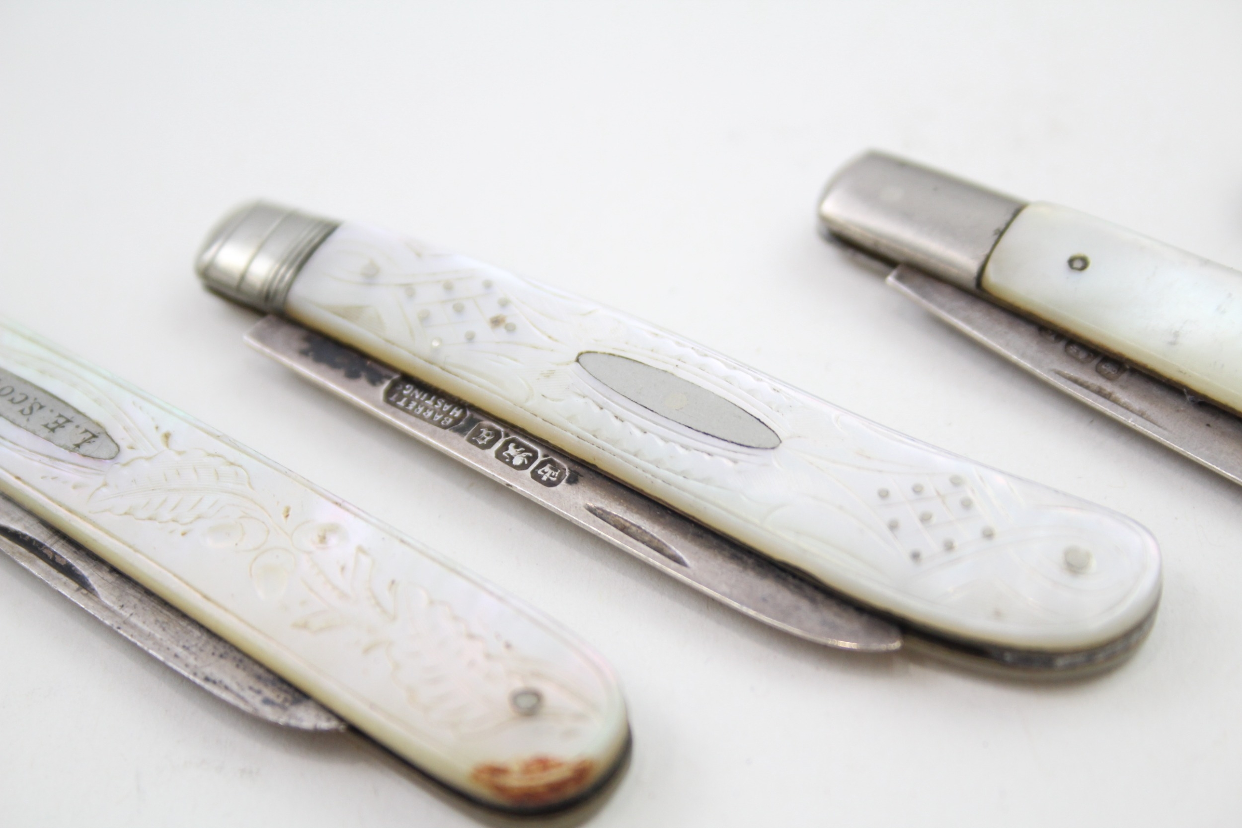 4 x .925 sterling fruit knives w/ mop handles - Image 3 of 5