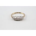 9ct gold & platinum vintage diamond five stone ring (2.2g)