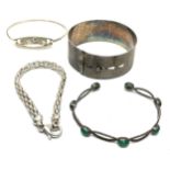 4 vintage silver bangles & bracelets weight 63g