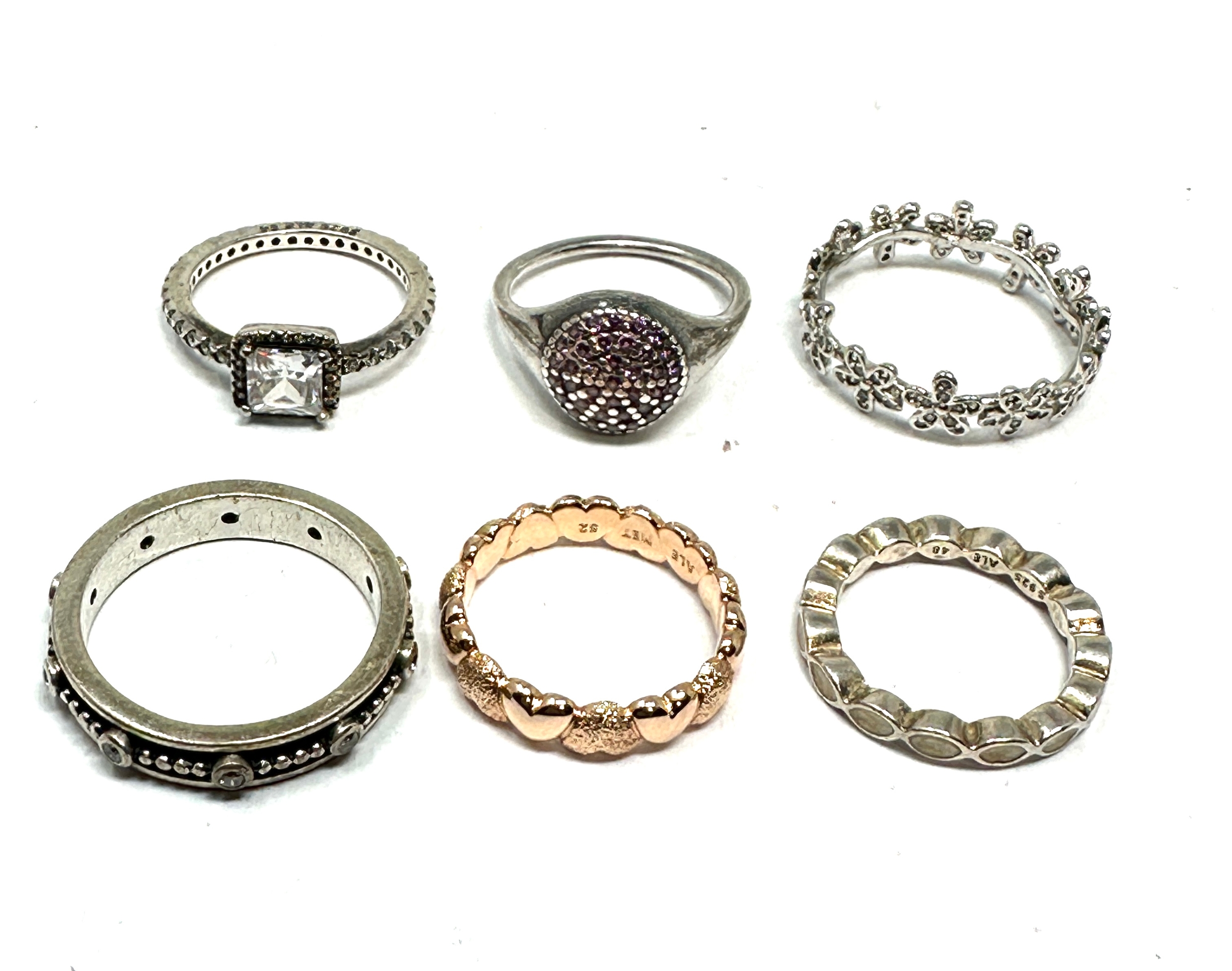 6 silver pandora rings