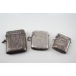 3 x .925 sterling vesta / match cases