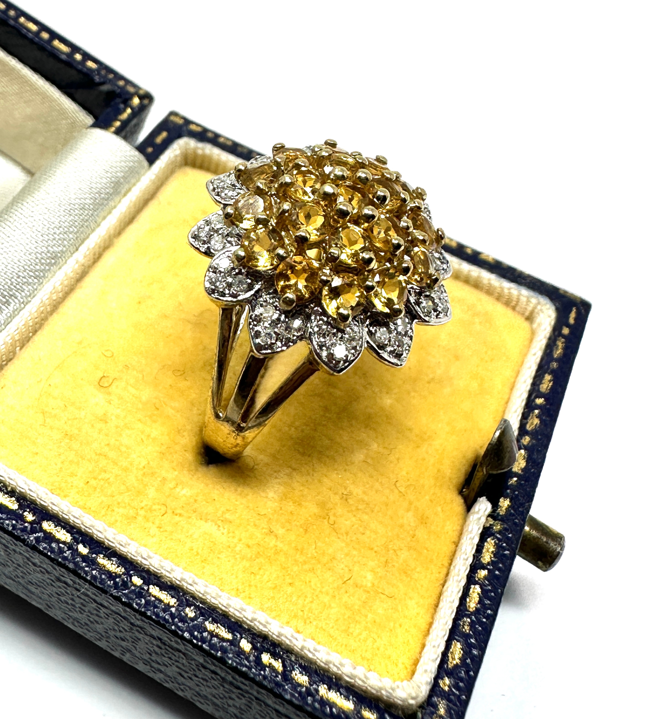 9ct gold diamond & yellow sapphire ring weight 3.4g - Image 2 of 4