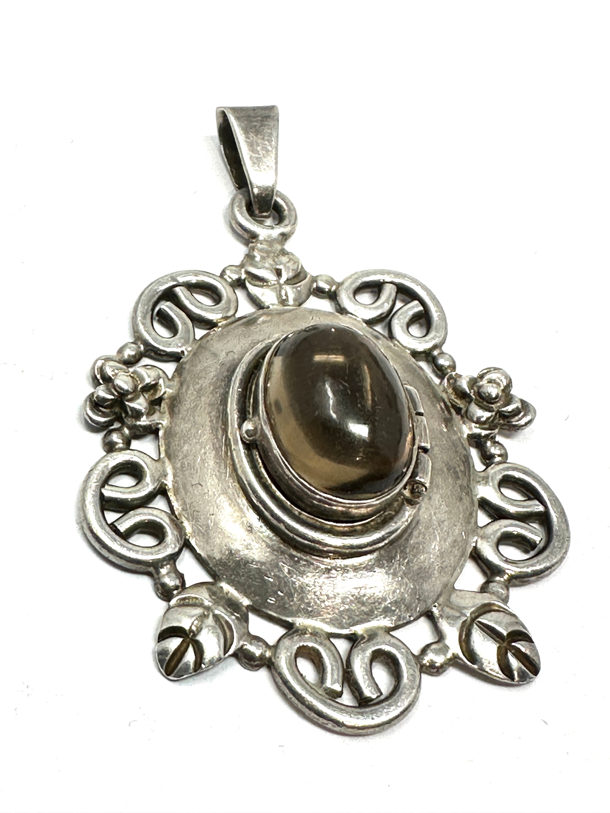 Rare mexico LOS BALLESTEROS Sterling Silver gemstone Poison pendant measures approx 7cm drop by 4.