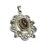 Rare mexico LOS BALLESTEROS Sterling Silver gemstone Poison pendant measures approx 7cm drop by 4.