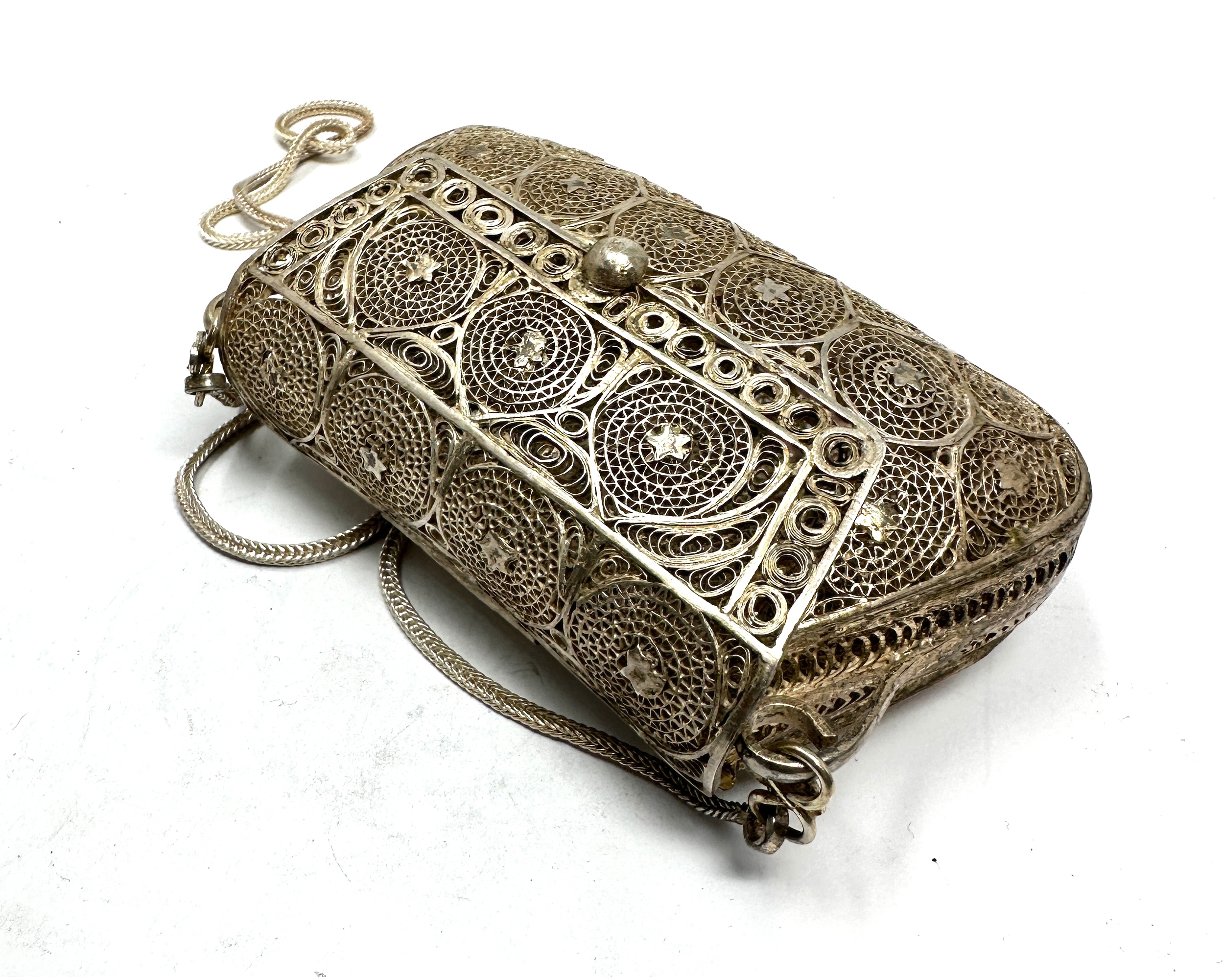 Silver Filigree Purse Bag marked BJI xrt tested as 925 silver weight 123g - Image 4 of 5