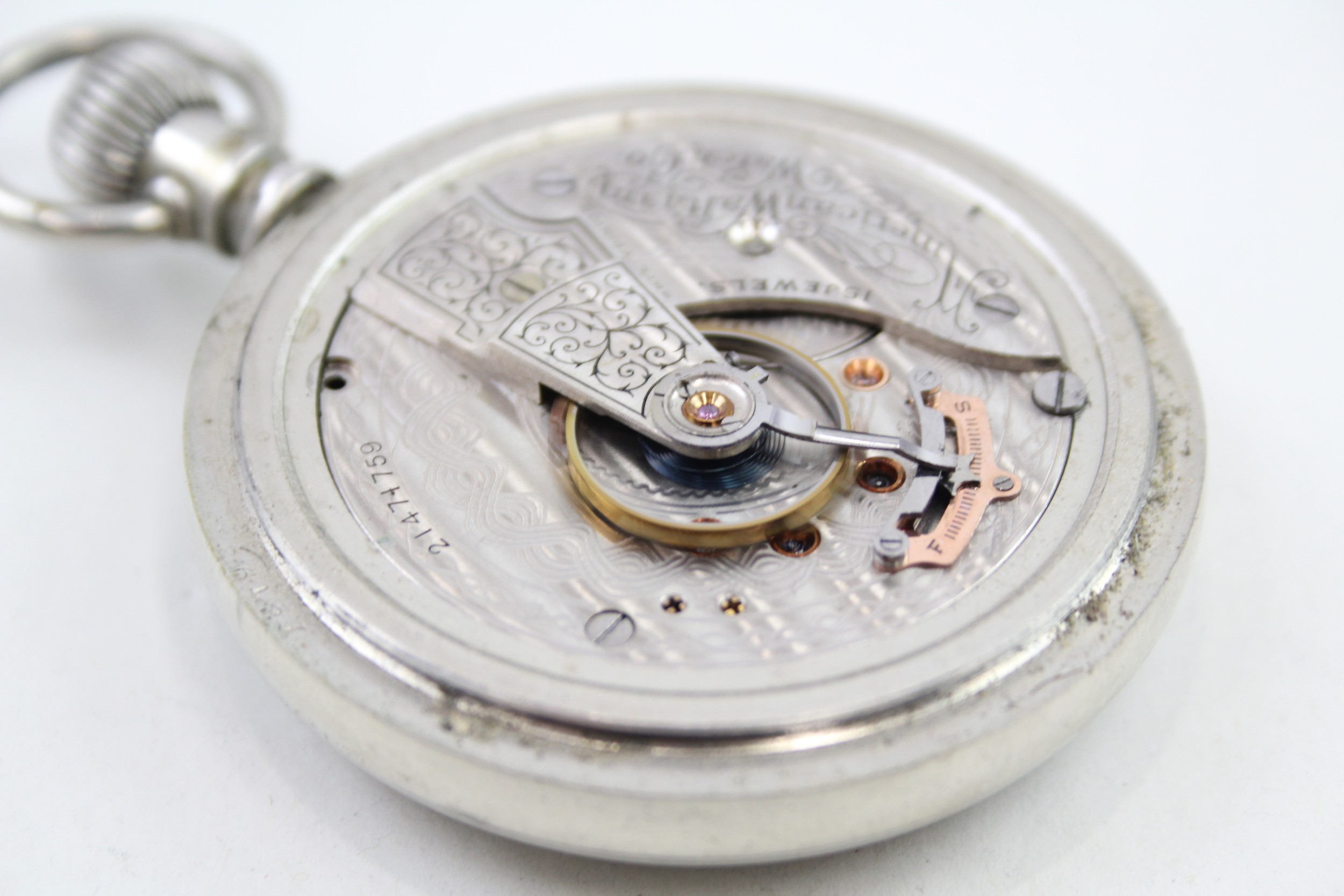 WALTHAM Gents Vintage Railway Open Face Pocket Watch Hand-wind Working - Image 4 of 6