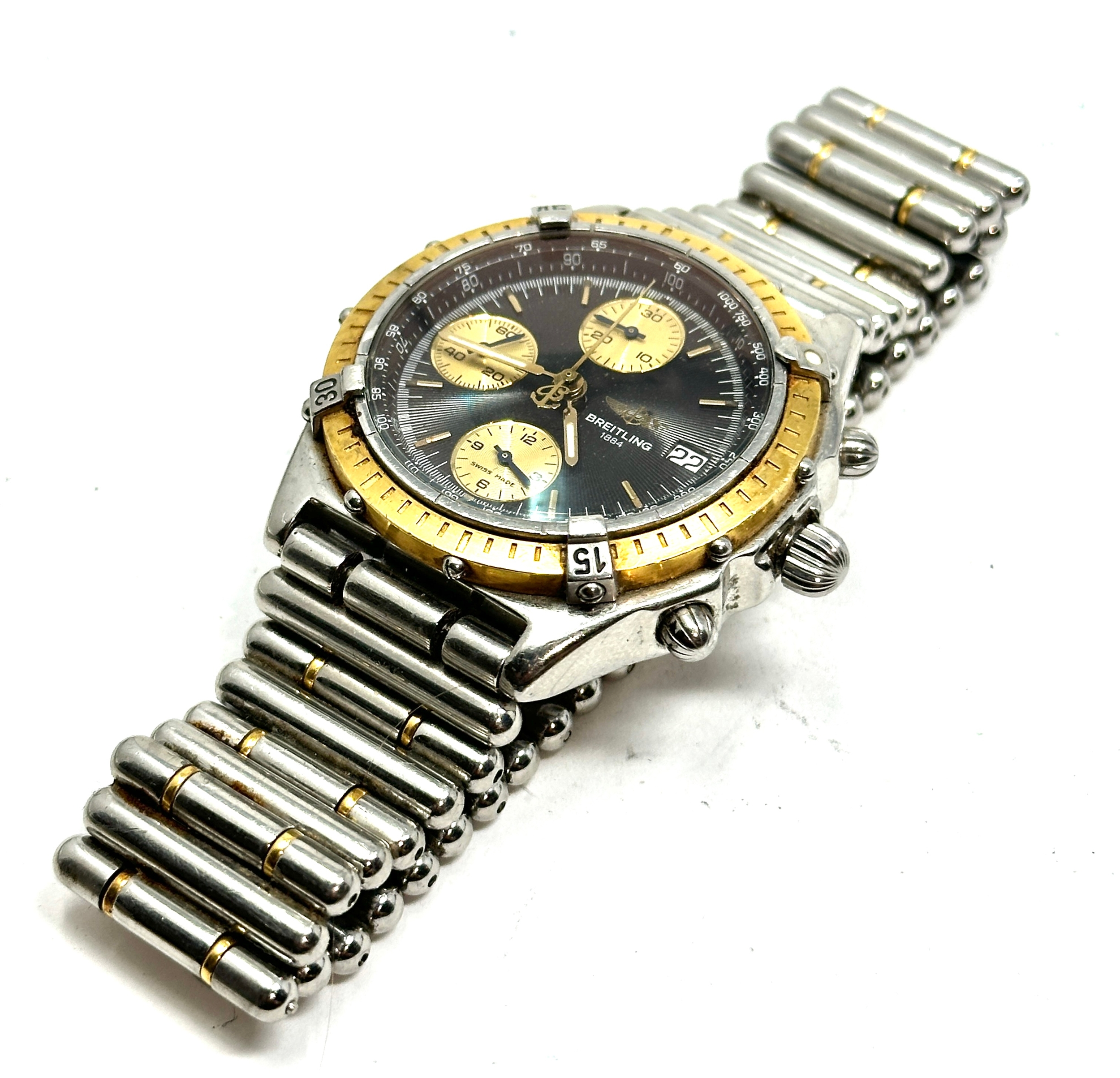 BREITLING 1884 chronograph steel / gold automatic gents wristwatch D130487the watch is ticking - Image 4 of 7