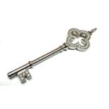 Fine 950 platinum diamond key pendant weight 5g measures approx 6cm