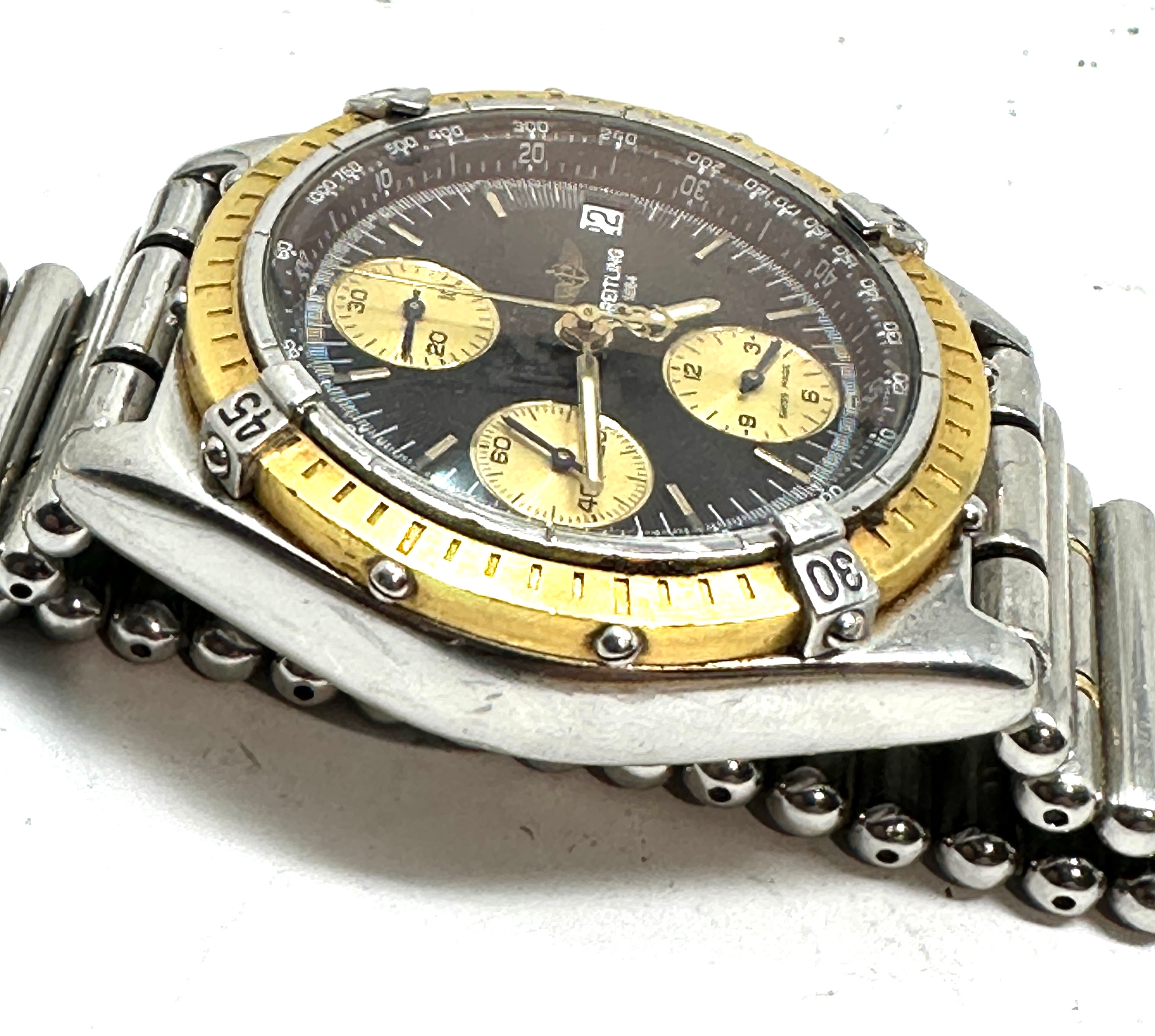 BREITLING 1884 chronograph steel / gold automatic gents wristwatch D130487the watch is ticking - Image 3 of 7