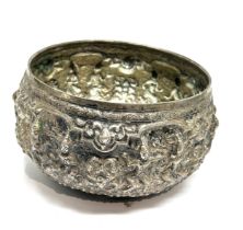 A large Vintage Indian silver bowl repousse, chasing measures approx 17cm dia height 10cm weight