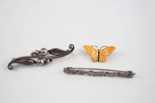 Three silver Scandi brooches including Just Anderson (12g)