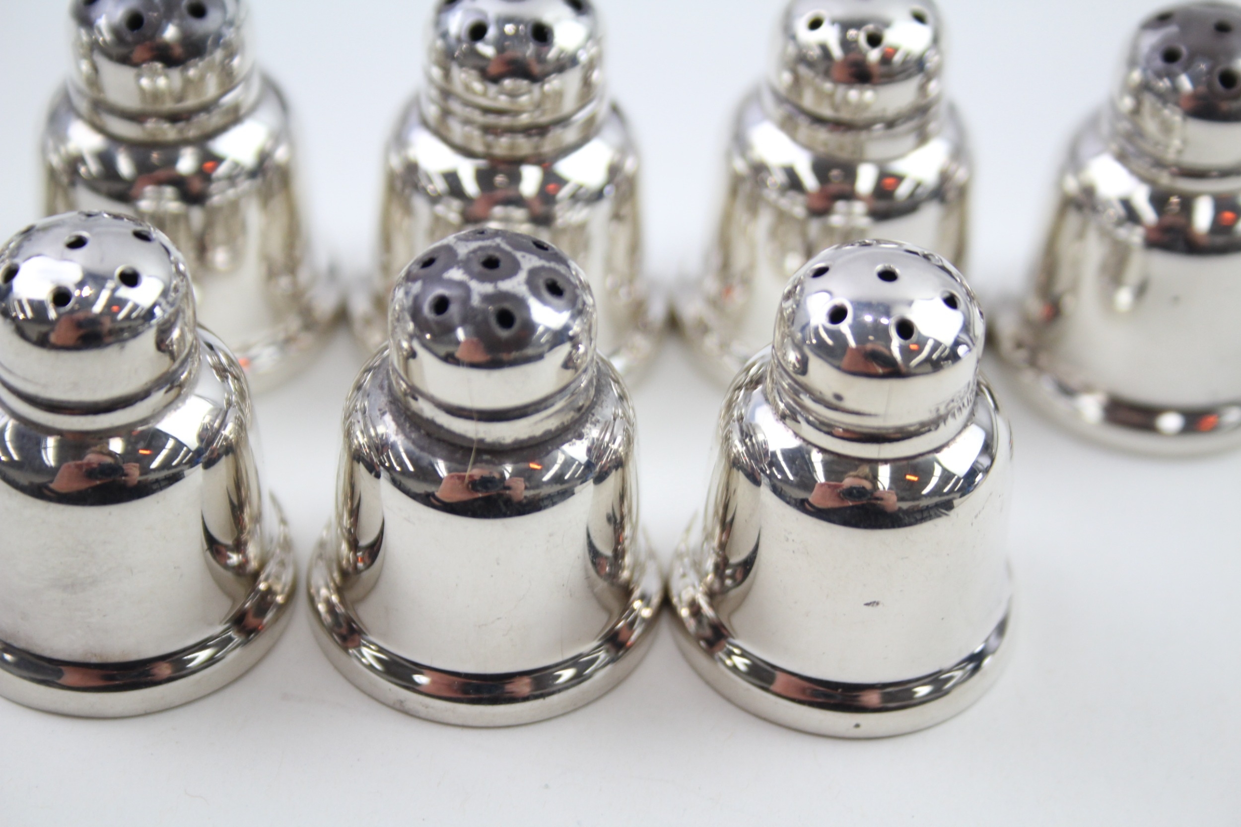 8 x .925 sterling small salt & pepper shakers / cellars - Image 4 of 5