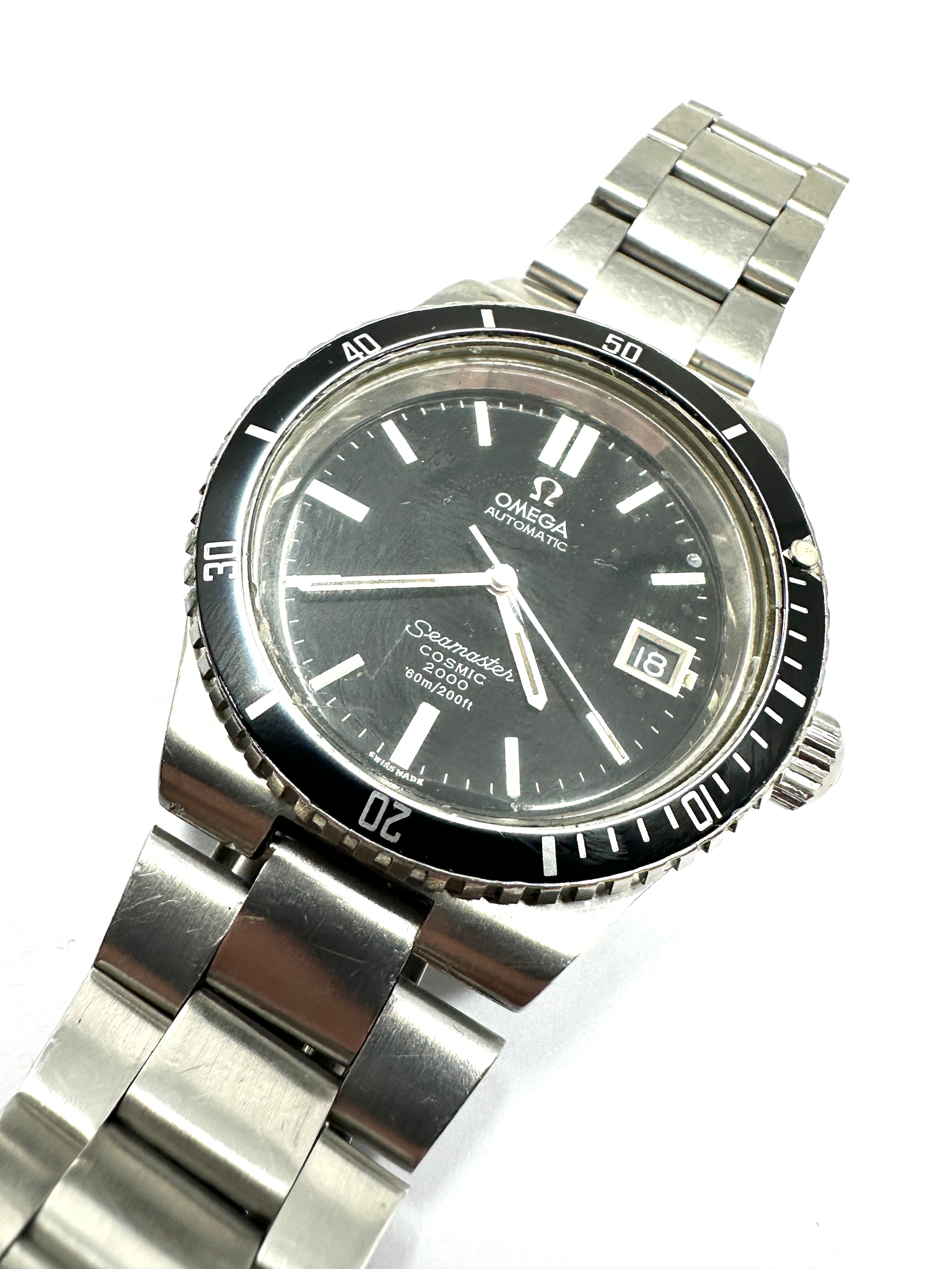 Vintage Omega Automatic Seamaster Cosmic 2000 Diver Men's Watch the watch is ticking name engraved - Image 2 of 6