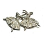 Pretty Silver Double Ballerina Brooch Birmingham 1950s designed by Frederick Massingham