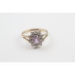 9ct gold purple & white gemstone cluster ring (1.9g)