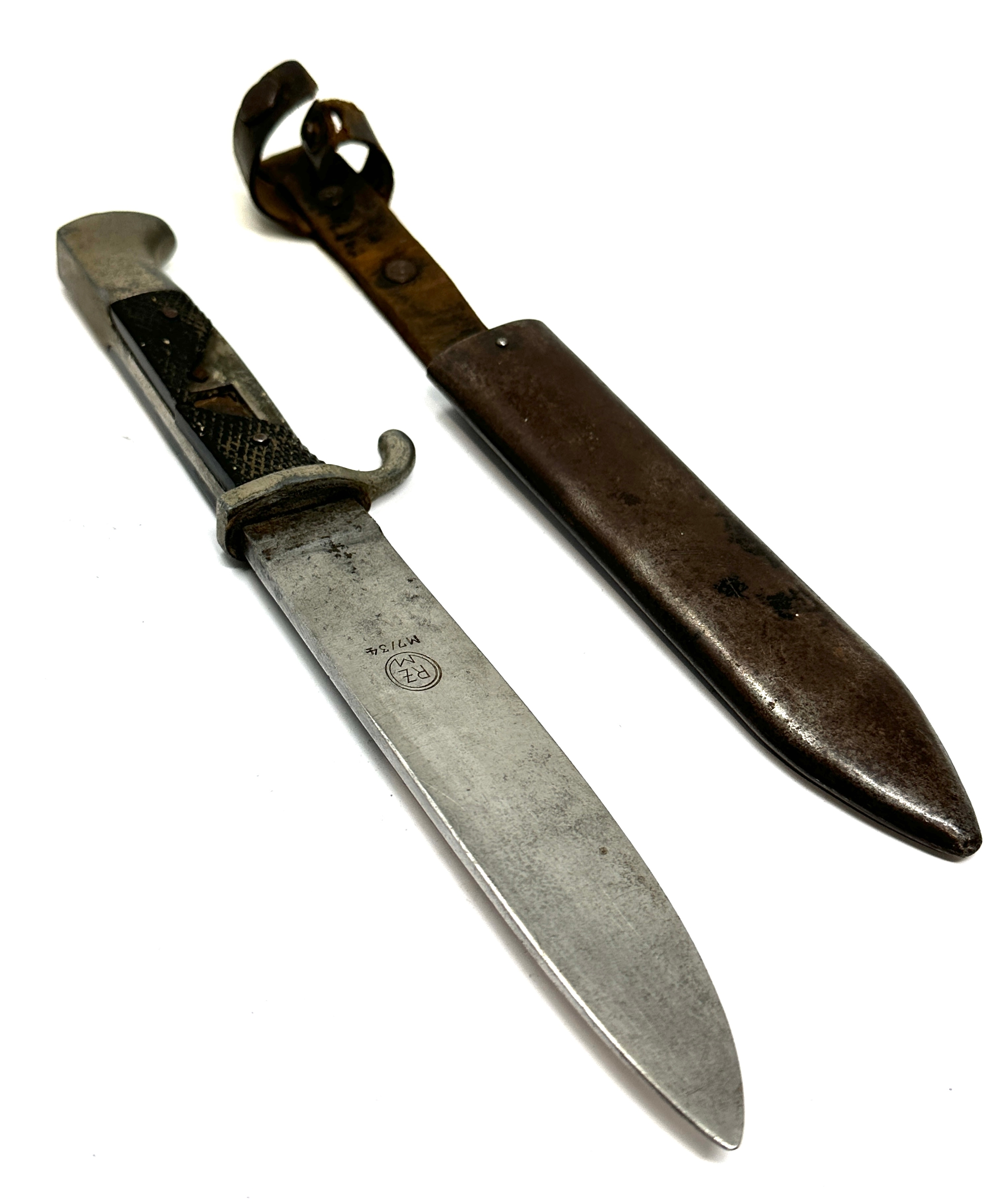 original WW2 German hitler youth dagger and sheath one side of handle damaged as shown - Image 3 of 5