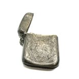 Large antique silver vesta case measures approx 6cm by 4.5cm weight 33g