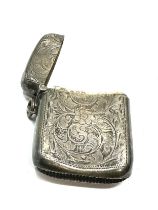 Large antique silver vesta case measures approx 6cm by 4.5cm weight 33g