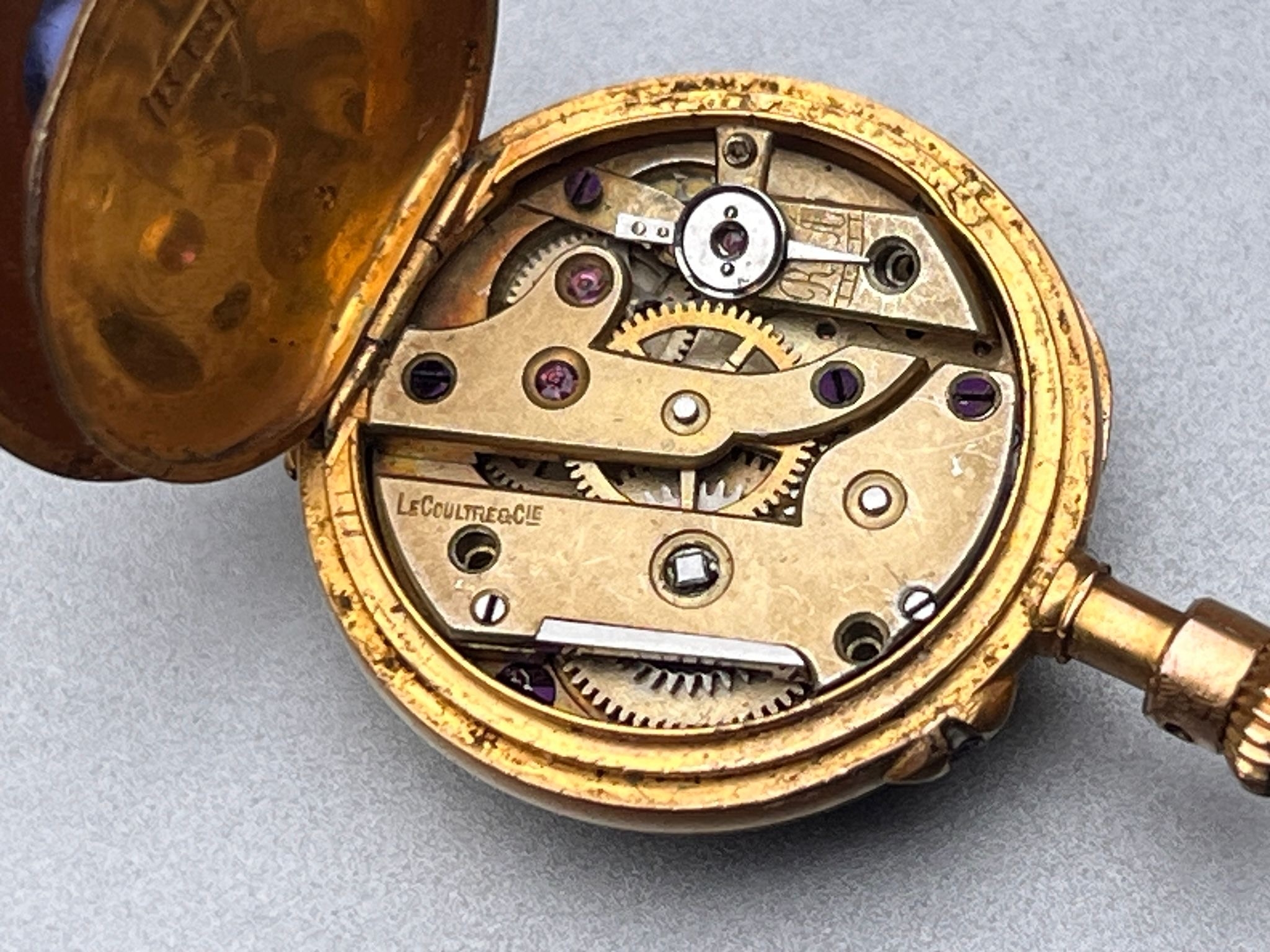 Miniature 18ct gold leCoultre pocket watch weight 9 gms the watch is not ticking - Image 5 of 6