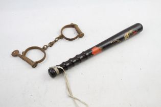 GV Painted Police Constables Truncheon & Handcuffs