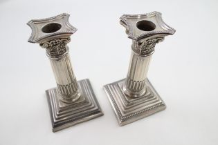 antique edwardian .925 sterling silver filled column candlesticks