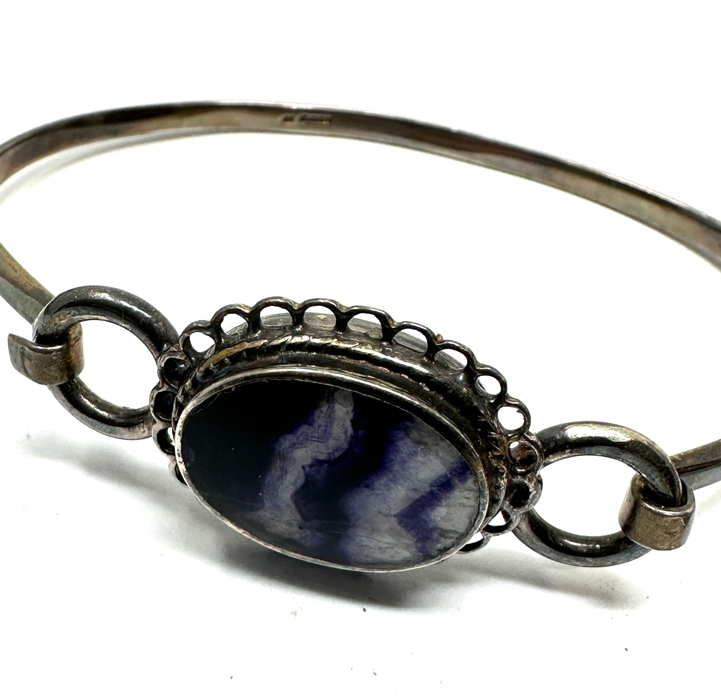 Vintage silver & blue john bracelet & swivel fob weight 27g - Image 3 of 3