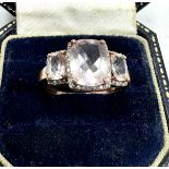 9ct gold diamond & light lilac gemstone ring weight 4g