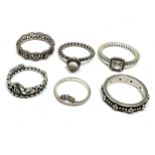 6 silver pandora rings