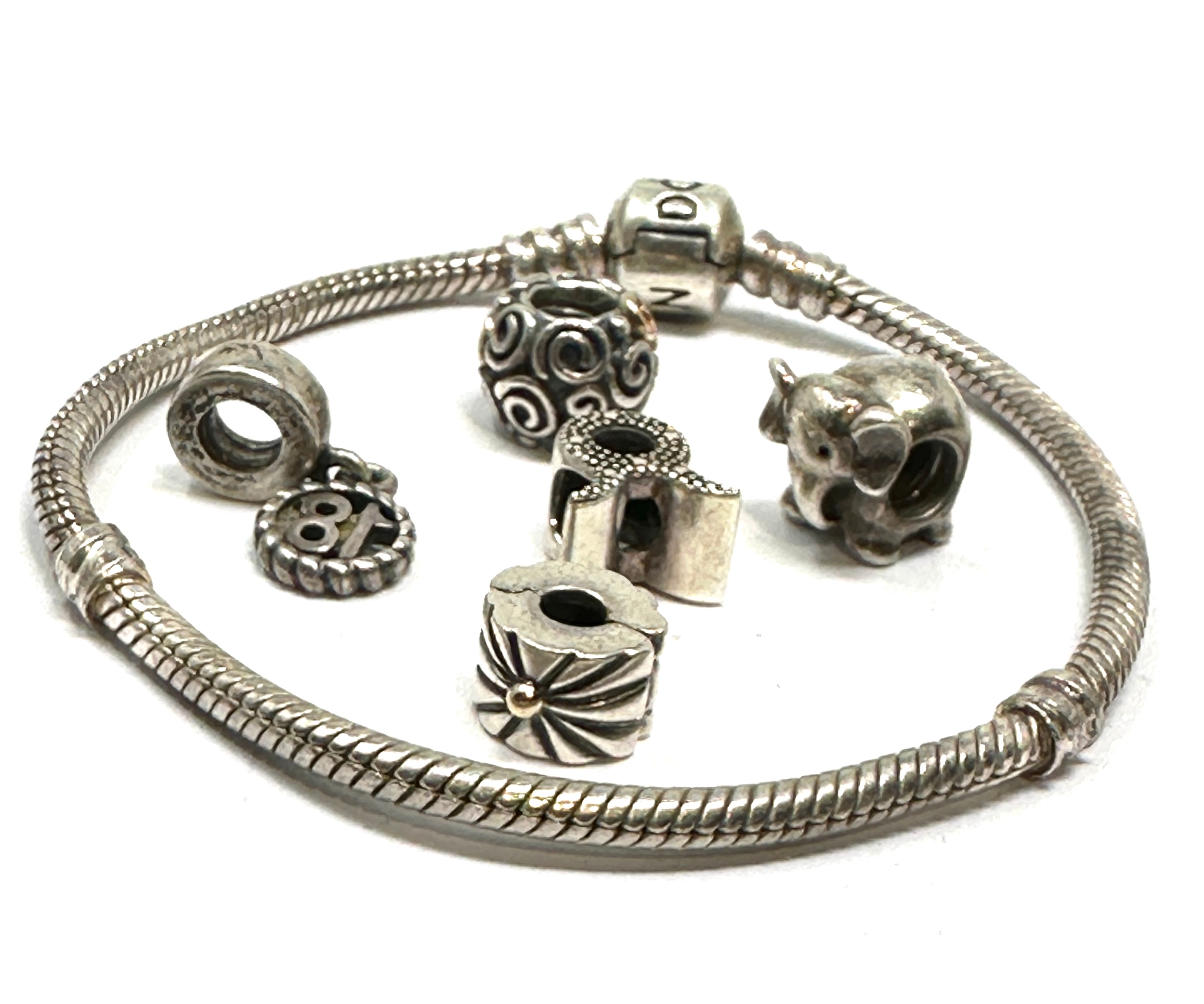 Pandora silver charms & pandora snake bracelet - Image 4 of 4